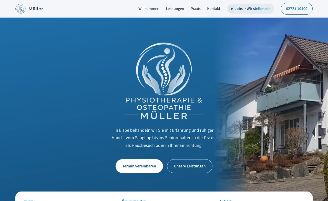 Startseite von Physiotherapie Müller